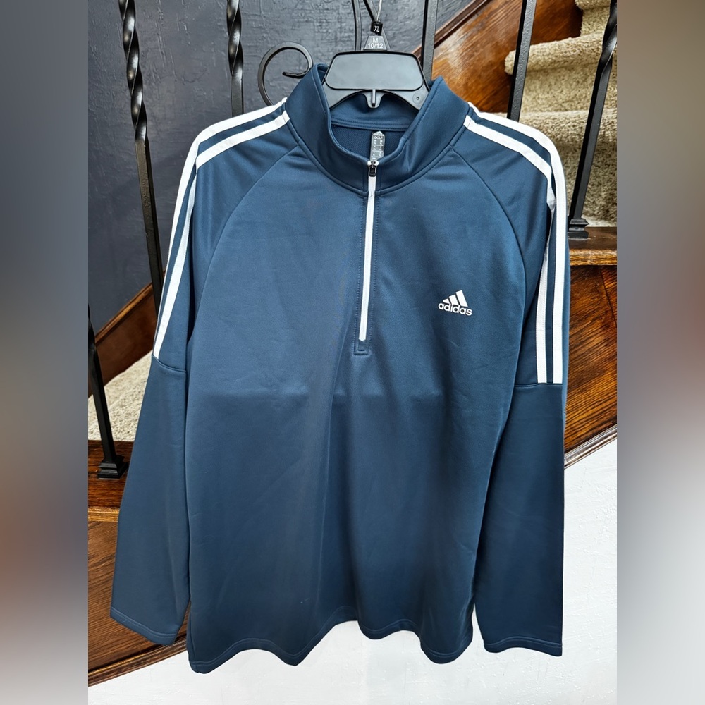 Adidas Men’s Navy and White Quarter-Zip Track Golf shirt XL